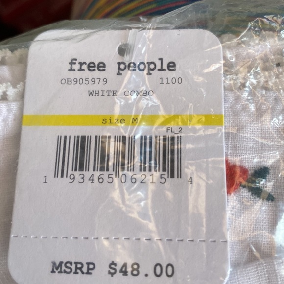 Free People Bralette Combo Red & white lace trim Size Medium - Picture 12 of 12